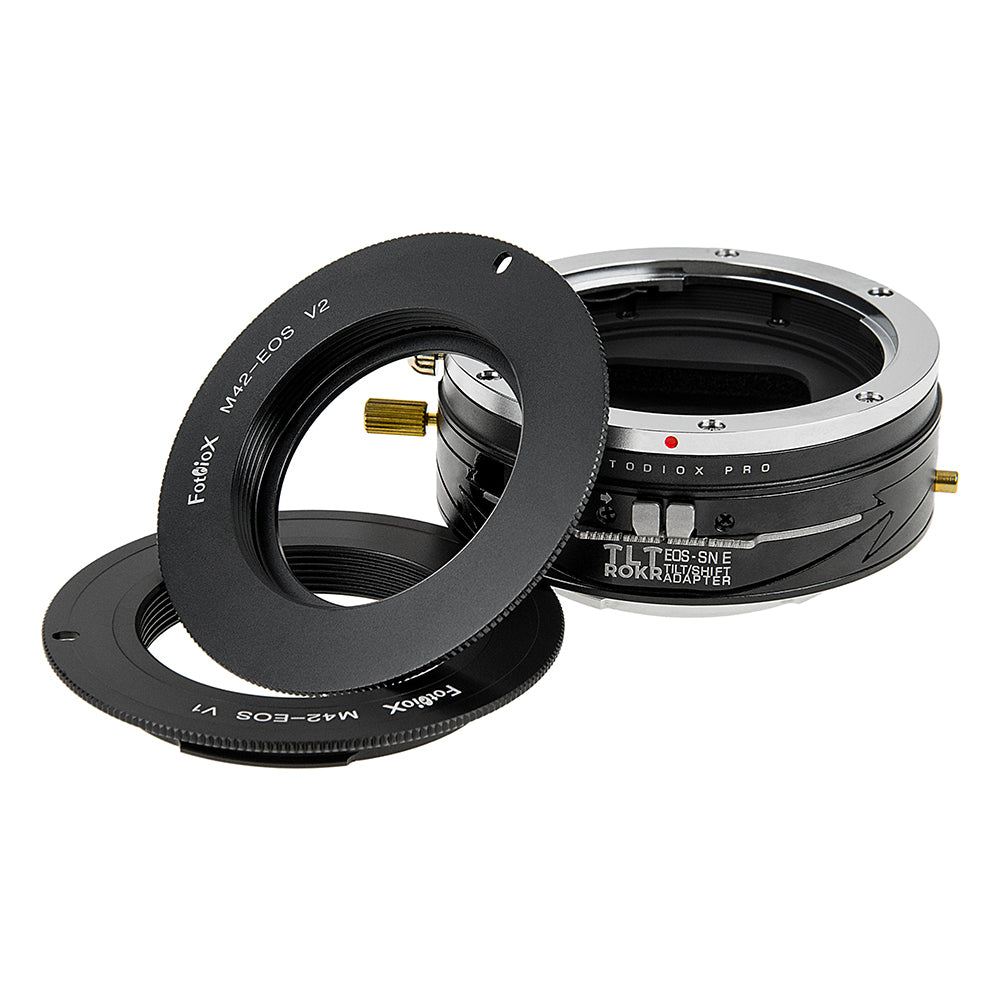 Fotodiox Pro TLT ROKR - Tilt / Shift Lens Mount Double Adapter - Compatible with M42 Type 1 & 2 Screw Mount & Canon EOS (EF / EF-S) D/SLR Lenses to Sony E-Mount Mirrorless Camera Body