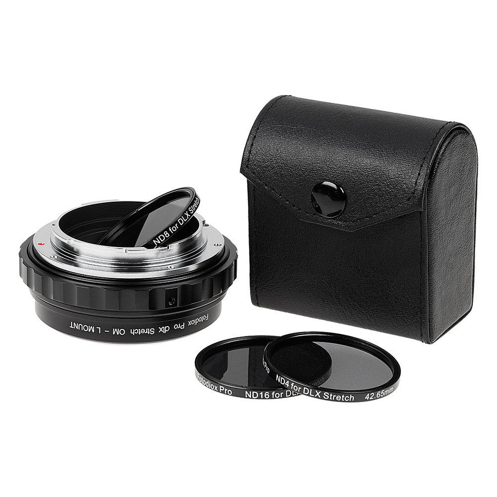 Fotodiox DLX Stretch Lens Adapter - Compatible with Olympus Zuiko OM Mount Lens to L-Mount Alliance Mirrorless Cameras with Macro Focusing Helicoid and Magnetic Drop-In Filters