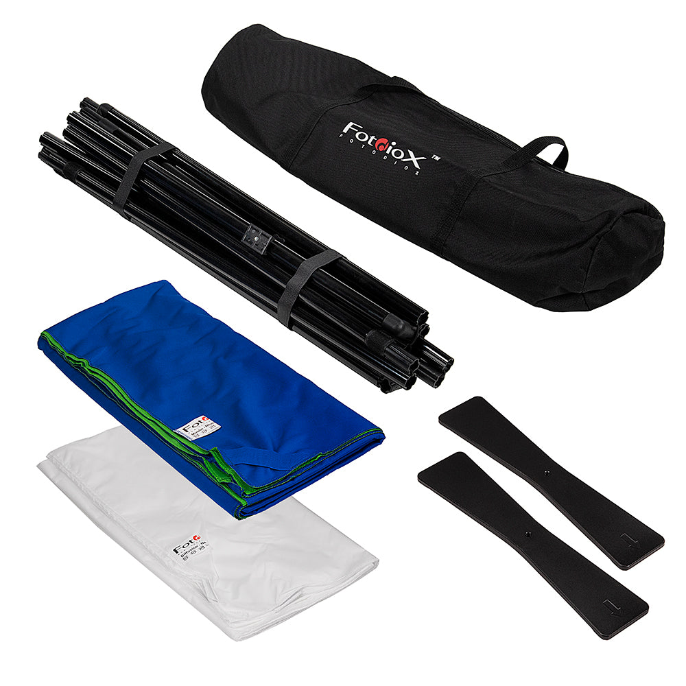 Complete Portable Background Kit - 5x5' w/ 2x Covers (Blue/Green & Diffusion) - 5 x 5ft (1.5 x 15m)