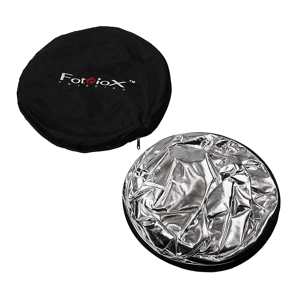 Fotodiox 5-in-1 Reflector Pro, Premium Grade Collapsible Disc, Soft Silver / Gold / Black / White / Diffuser - 5 Size Options