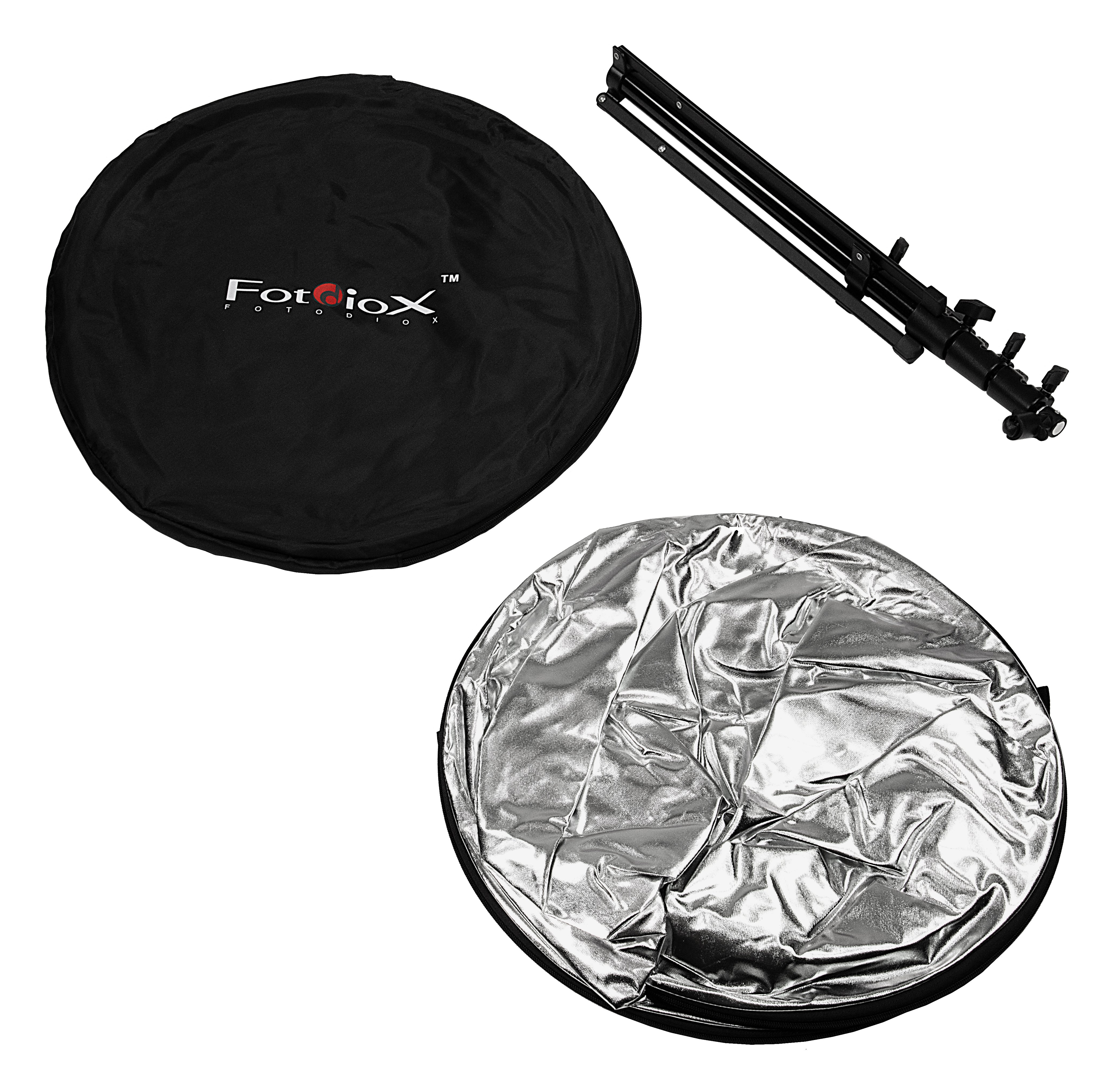 Fotodiox 5-in-1 Reflector Pro, Premium Grade Collapsible Disc, Soft Silver / Gold / Black / White / Diffuser - 5 Size Options