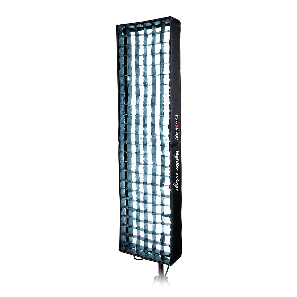 SkyFiller Wings 1x4 200w RGBW+T - Prizmo Edition Folding LED Panel Lighting w/ Flat Softbox and Grid, Includes Upgraded Domed Softbox & Compact 5'6" Light Stand (while supplies last!)