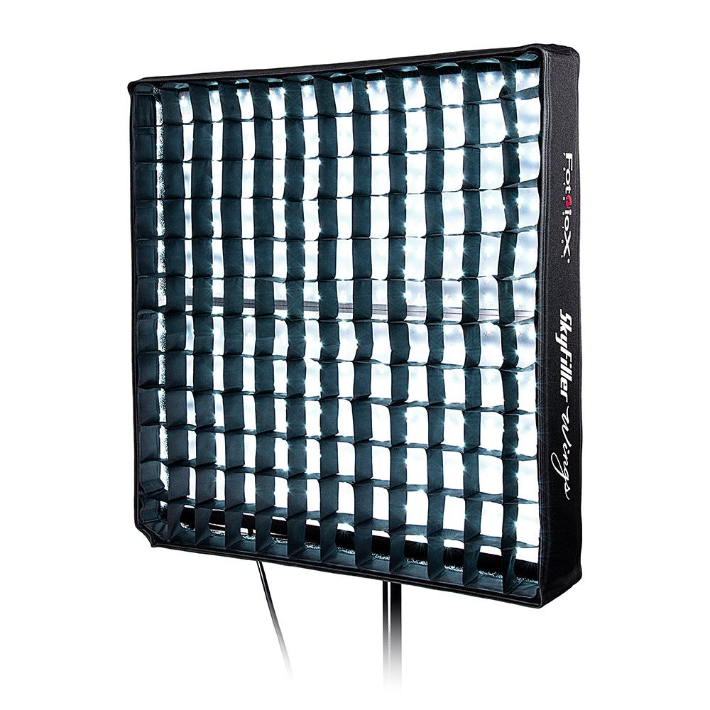 SkyFiller Wings 2x2 200w RGBW+T - Prizmo Edition Folding LED Panel Lighting w/ Flat Softbox and Grid, Includes Upgraded Domed Softbox & Compact 5'6" Light Stand (while supplies last!)