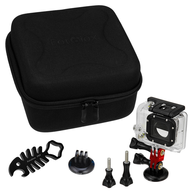 Fotodiox Pro GoTough CamCase Double Kit (choose from 5 colors) - GoTough Travel Case & 8x Accessories (Screws, Extender, Tripod Adapters, Wrench, etc) to Fit Two Hero Cameras - Compatible with all GoPro Style Cameras with the 2-Prong Mounting System