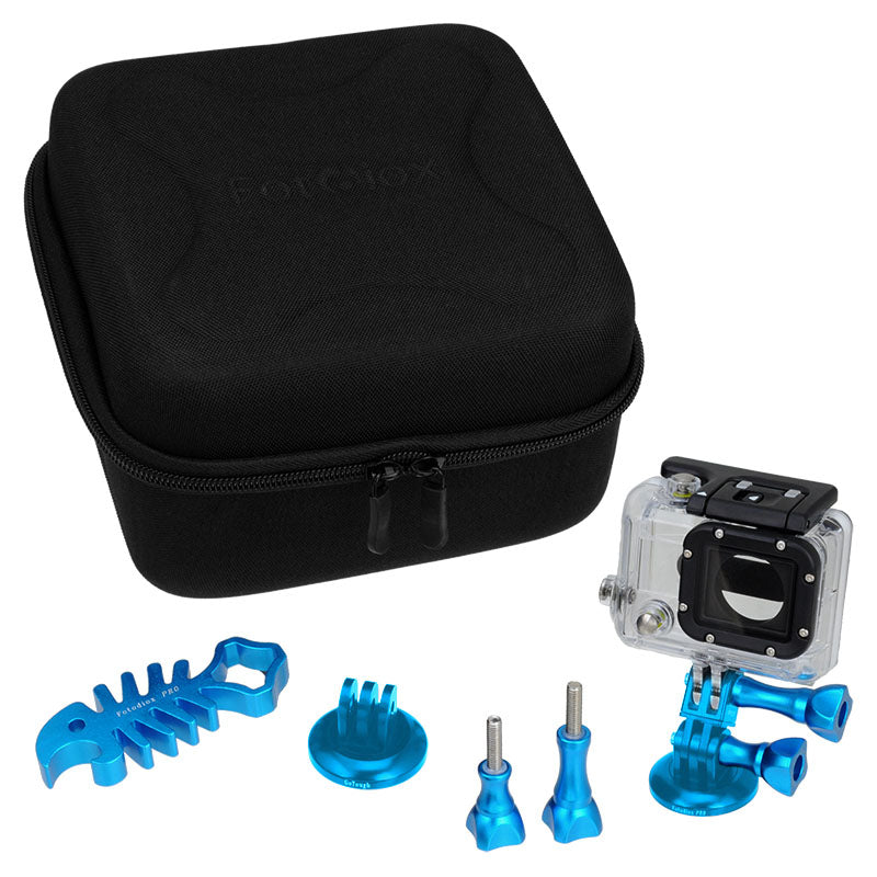 Fotodiox Pro GoTough CamCase Double Kit (choose from 5 colors) - GoTough Travel Case & 8x Accessories (Screws, Extender, Tripod Adapters, Wrench, etc) to Fit Two Hero Cameras - Compatible with all GoPro Style Cameras with the 2-Prong Mounting System