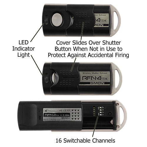 SMDV RFN-4s Wireless Remote Shutter Release for Nikon Pro DSLR with MC30 Type Connection - Transmitter and Receiver Set