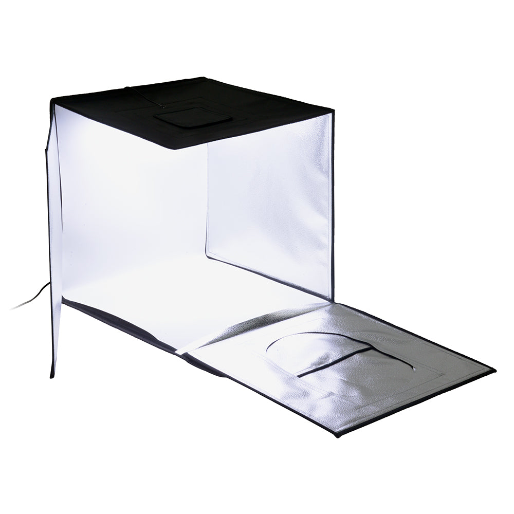 Fotodiox Pro LED Studio-in-a-Box for Table Top Photography - Light Tent w/ Integrated Dimmable LED Lights (Includes Four Background Colors)