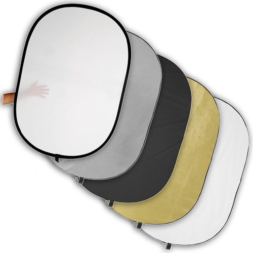 Fotodiox 48x72" 5-in-1 Reflector Pro, Premium Grade Collapsible Disc, Soft Silver/Gold/Black/White/Diffuser