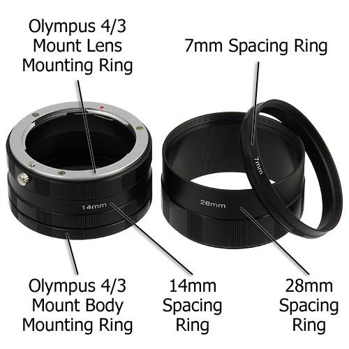 Fotodiox Macro Extension Tube Set for Olympus 4/3 (OM4/3 or 4/3) Mount Mirrorless Cameras for Extreme Close-up Photography