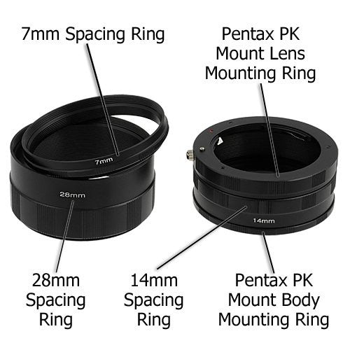 Fotodiox Macro Extension Tube Set for Pentax K (PK) Mount SLR Cameras for Extreme Close-up Photography