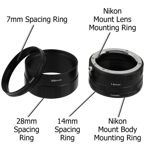 Fotodiox Macro Extension Tube Set for Nikon F Mount SLR Cameras 