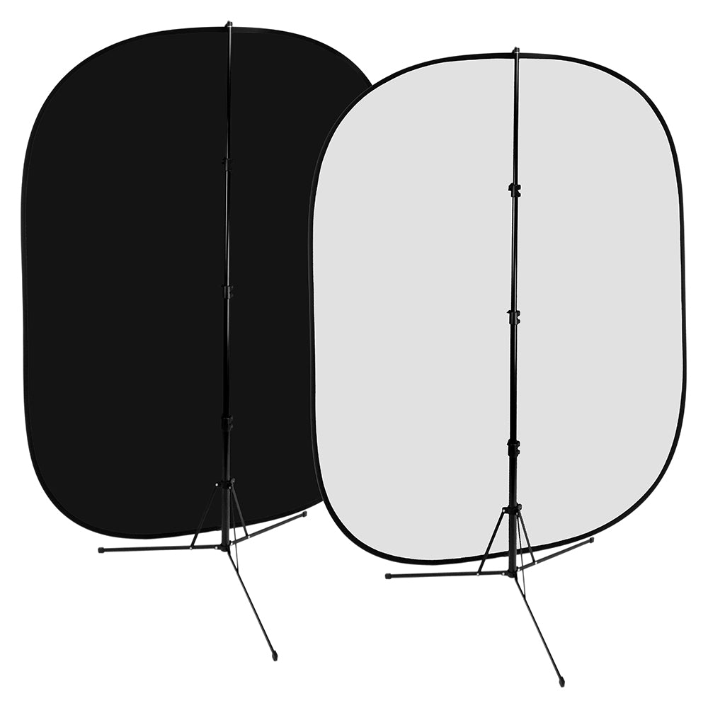 Fotodiox Collapsible 5x7ft Portable Black/White Muslin Background ...