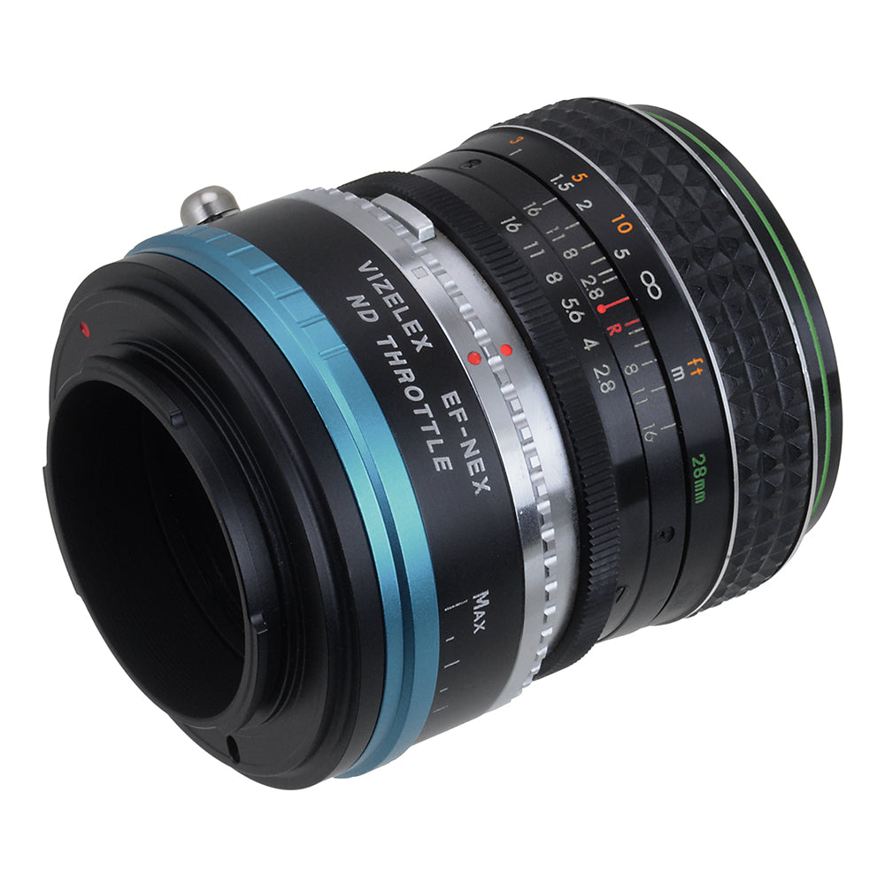 Vizelex ND Throttle Lens Mount Double Adapter - Olympus Zuiko (OM) 35mm SLR Lens to Sony Alpha E-Mount Mirrorless Camera Body with Built-In Variable ND Filter (2 to 8 Stops)
