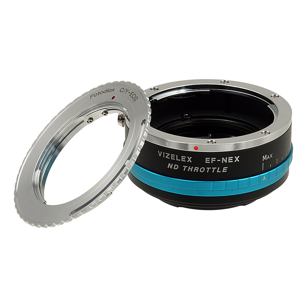 Vizelex ND Throttle Lens Mount Double Adapter - Contax/Yashica (CY) SLR Lens to Sony Alpha E-Mount Mirrorless Camera Body with Built-In Variable ND Filter (2 to 8 Stops)