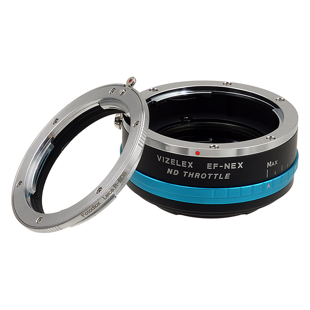 Vizelex ND Throttle Lens Mount Double Adapter - Leica R SLR Lens to Sony Alpha E-Mount Mirrorless Camera Body with Built-In Variable ND Filter (2 to 8 Stops)