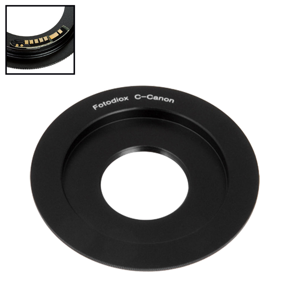 Fotodiox Lens Mount Adapter Compatible with C-Mount CCTV / Cine Lens to Canon EOS (EF, EF-S) Mount SLR Camera Body - with Generation v10 Focus Confirmation Chip