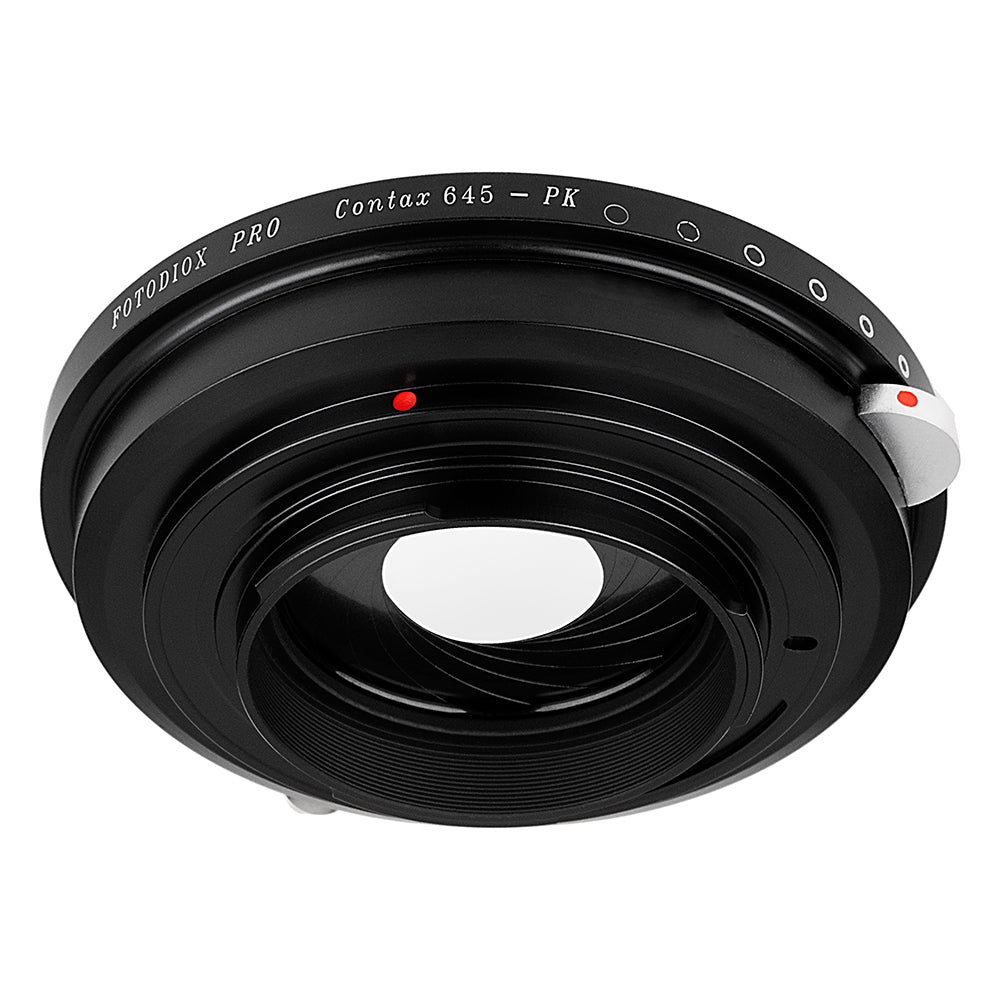 Fotodiox Pro Lens Mount Adapter - Contax 645 (C645) Mount Lenses to Pentax  K (PK) Mount SLR Camera Body with Built-In Aperture Iris