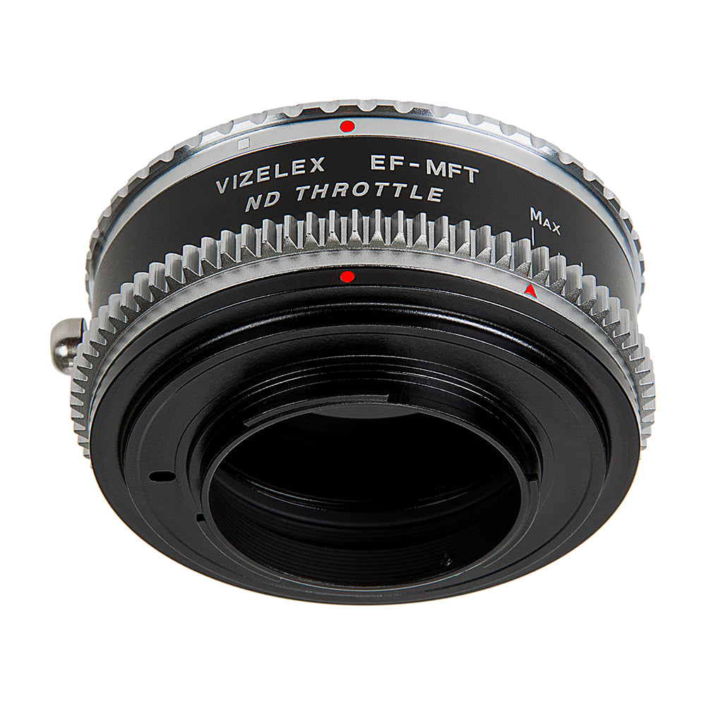 Vizelex Cine ND Throttle Lens Mount Double Adapter - Contax/Yashica (CY) SLR & Canon EOS (EF, EF-S) Mount Lenses to Micro Four Thirds (MFT, M4/3) Mount Mirrorless Camera Body, with Built-In Variable ND Filter (2 to 8 Stops)