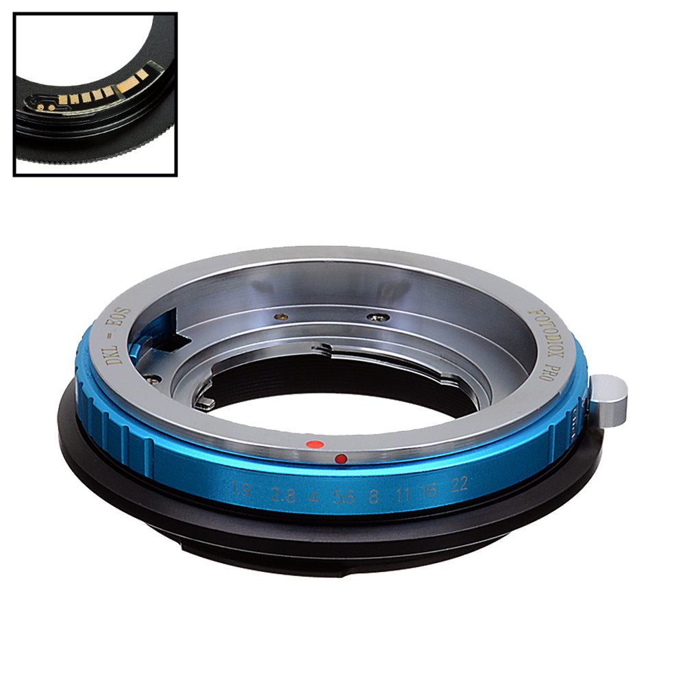 Fotodiox Pro Lens Mount Adapter Compatible with Deckel-Bayonett (Deckel Bayonet, DKL) Mount SLR Lens to Canon EOS (EF-S) Mount SLR Camera Body - with Generation v10 Focus Confirmation Chip and Selectable Clicked / Declicked Aperture Control