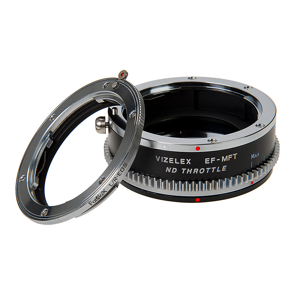 Vizelex Cine ND Throttle Lens Mount Double Adapter - Leica R SLR & Canon EOS (EF, EF-S) Mount Lenses to Micro Four Thirds (MFT, M4/3) Mount Mirrorless Camera Body, with Built-In Variable ND Filter (2 to 8 Stops)
