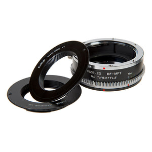 Vizelex Cine ND Throttle Lens Mount Double Adapter - M42 Type 1 & 2 (42mm x1 Screw Mount) & Canon EOS (EF, EF-S) Mount Lenses to Micro Four Thirds (MFT, M4/3) Mount Mirrorless Camera Body with Built-In Variable ND Filter (2 to 8 Stops)