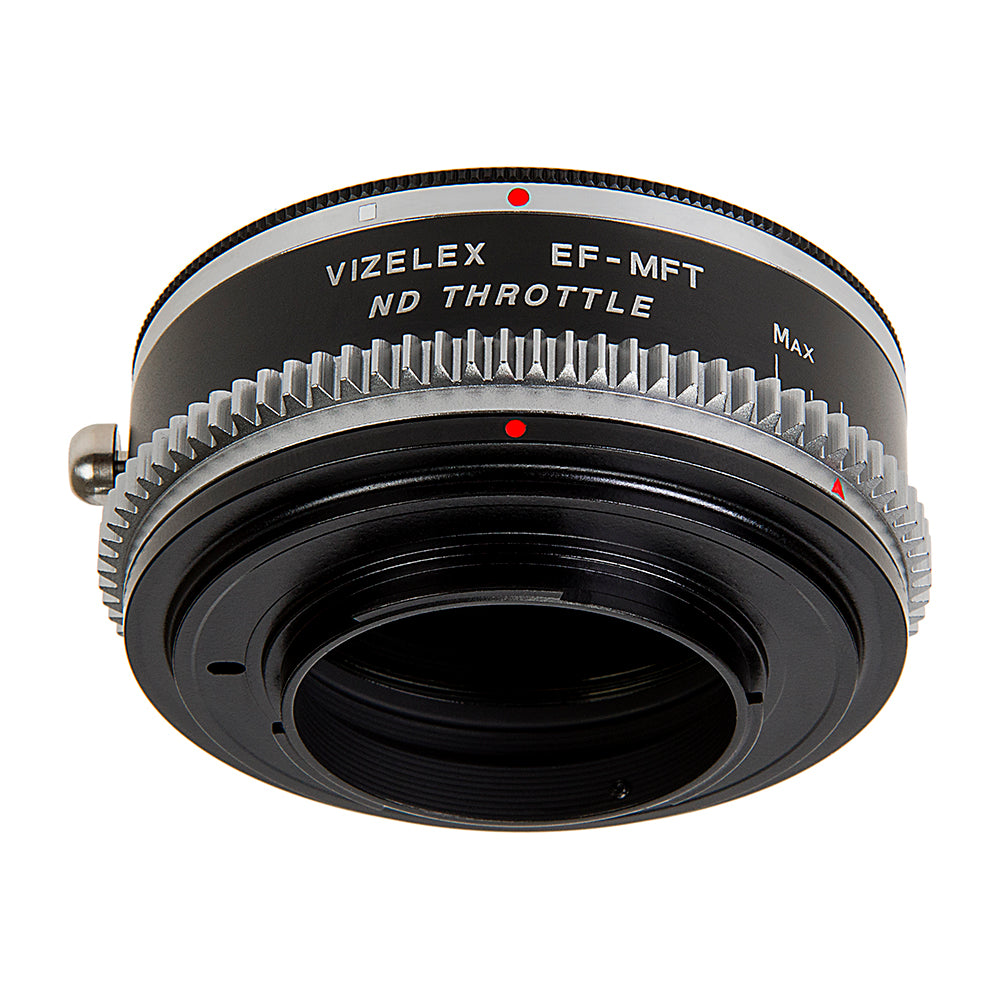 Vizelex Cine ND Throttle Lens Mount Double Adapter - M42 Type 1 & 2 (42mm x1 Screw Mount) & Canon EOS (EF, EF-S) Mount Lenses to Micro Four Thirds (MFT, M4/3) Mount Mirrorless Camera Body with Built-In Variable ND Filter (2 to 8 Stops)