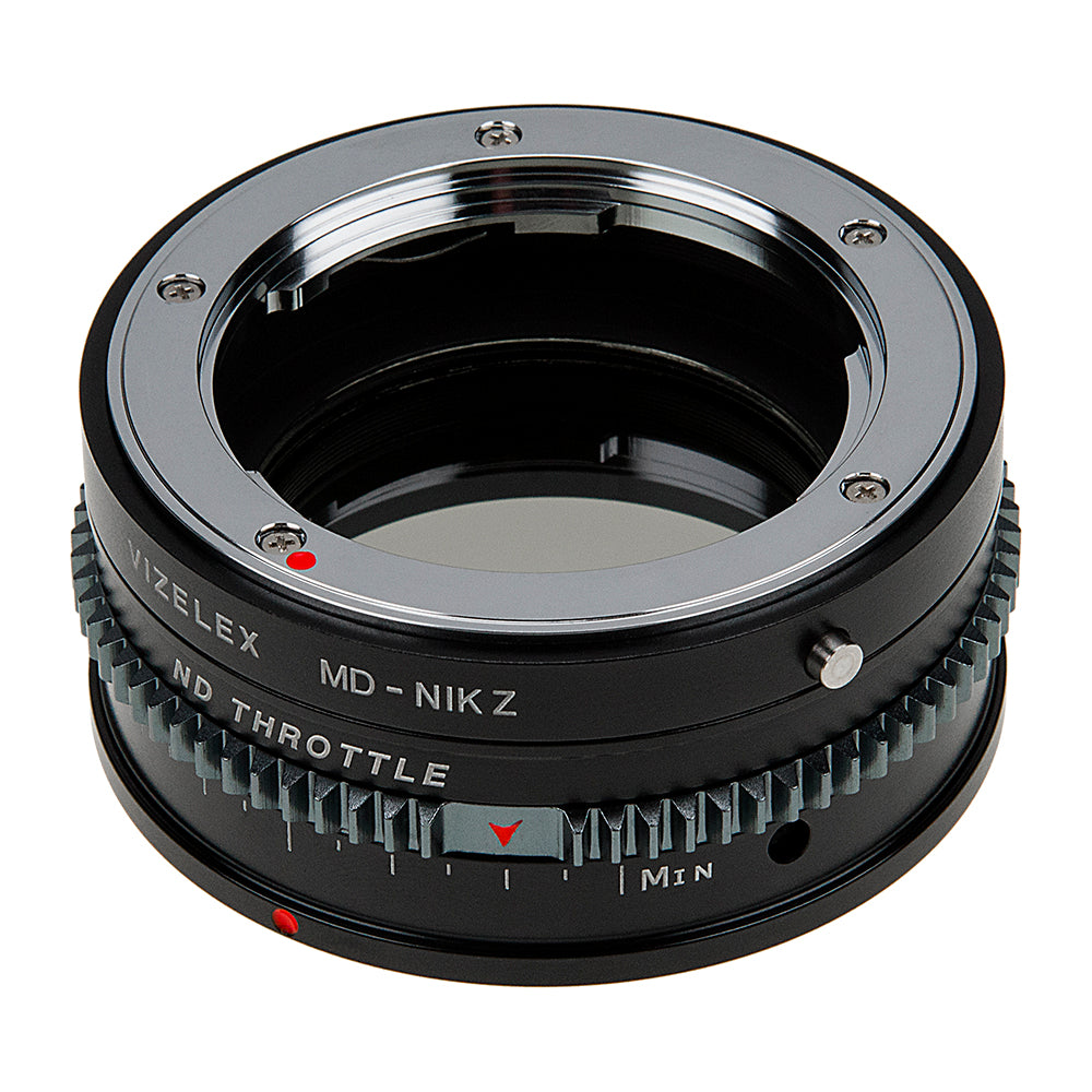 Vizelex Cine ND Throttle Lens Mount Adapter - Compatible with Minolta Rokkor (SR / MD / MC) SLR Lenses to Nikon Z-Mount Mirrorless Cameras with Built-In Variable ND Filter (2 to 8 Stops) from Fotodiox Pro