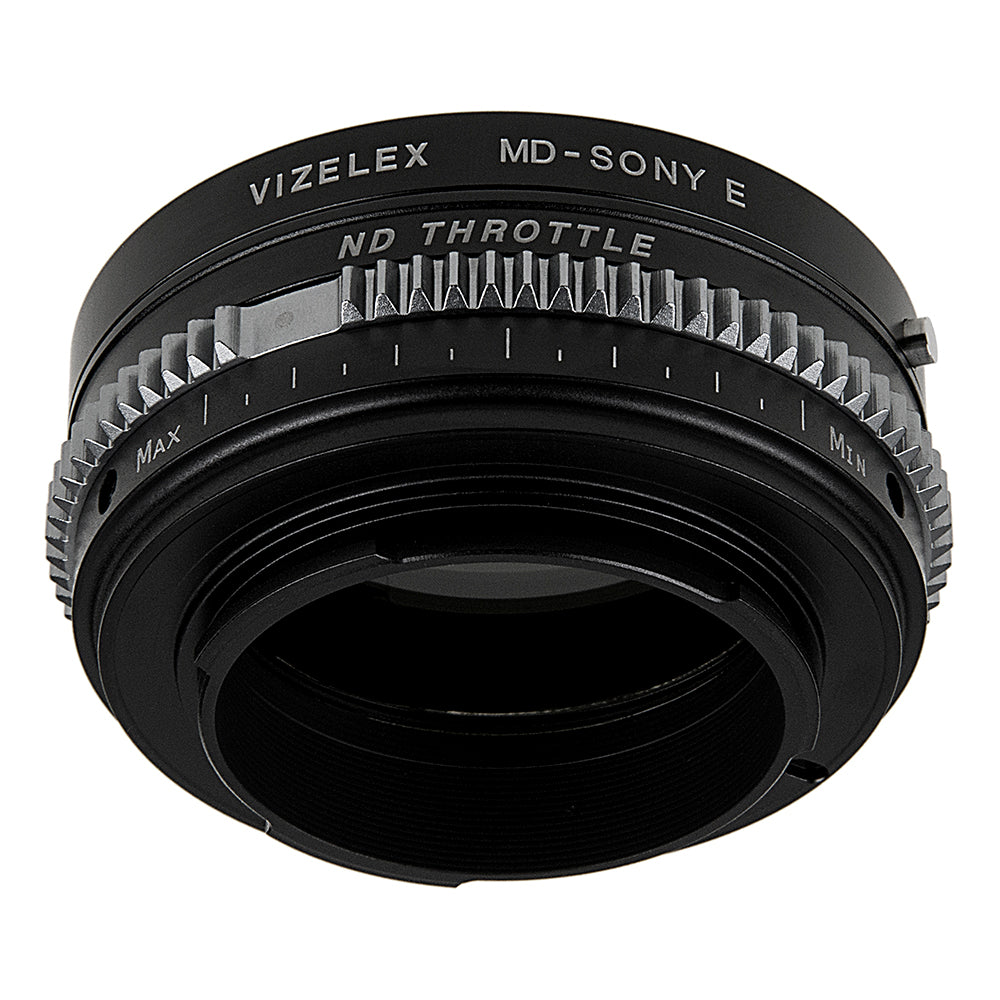 Vizelex ND Throttle Cine Lens Mount Adapter - Minolta Rokkor (SR / MD / MC) SLR Lens to Sony Alpha E-Mount Mirrorless Camera Body with Built-In Variable ND Filter (2 to 8 Stops)