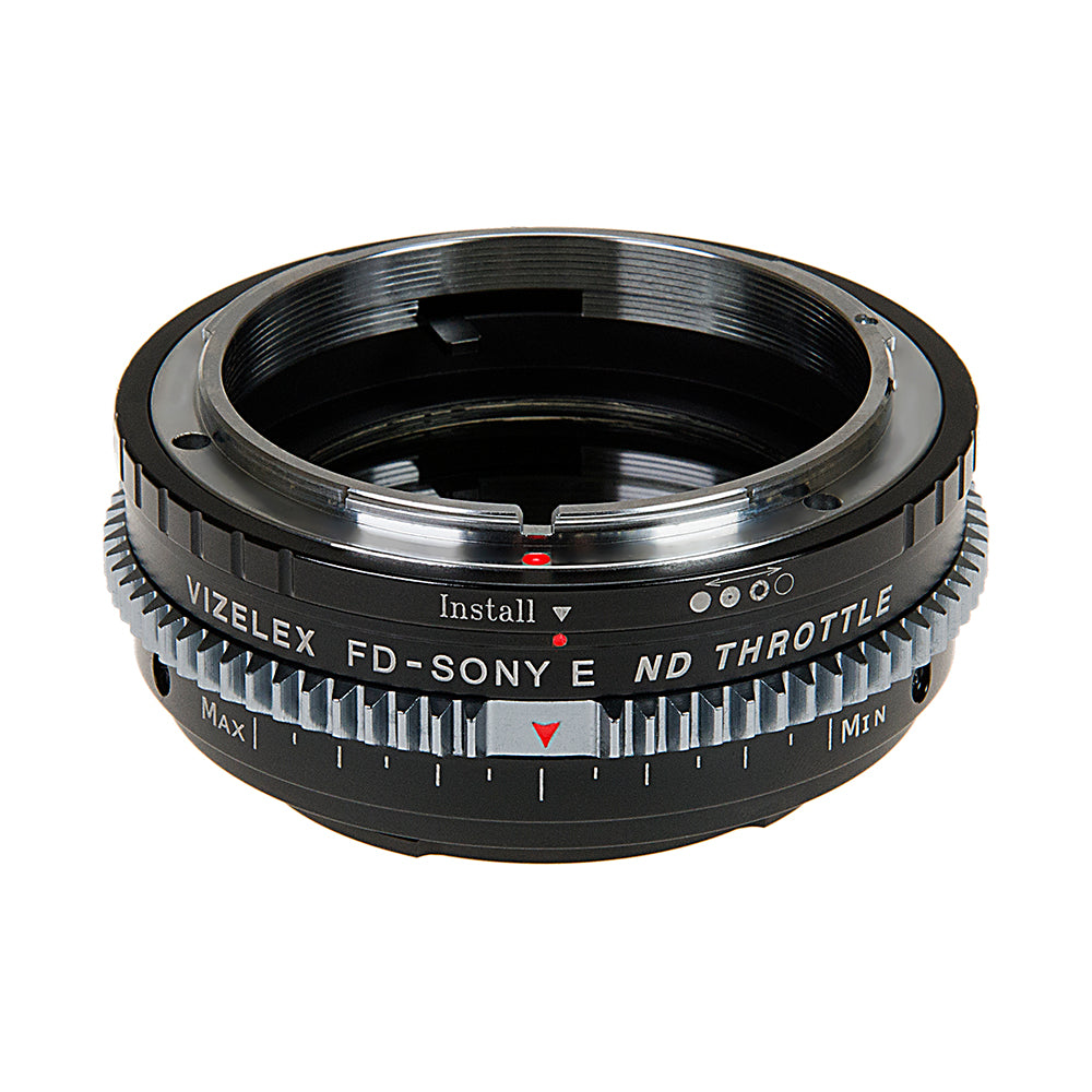 Vizelex Cine ND Throttle Lens Mount Adapter - Canon FD & FL 35mm SLR lens to Sony Alpha E-Mount Mirrorless Camera Body with Built-In Variable ND Filter (2 to 8 Stops)