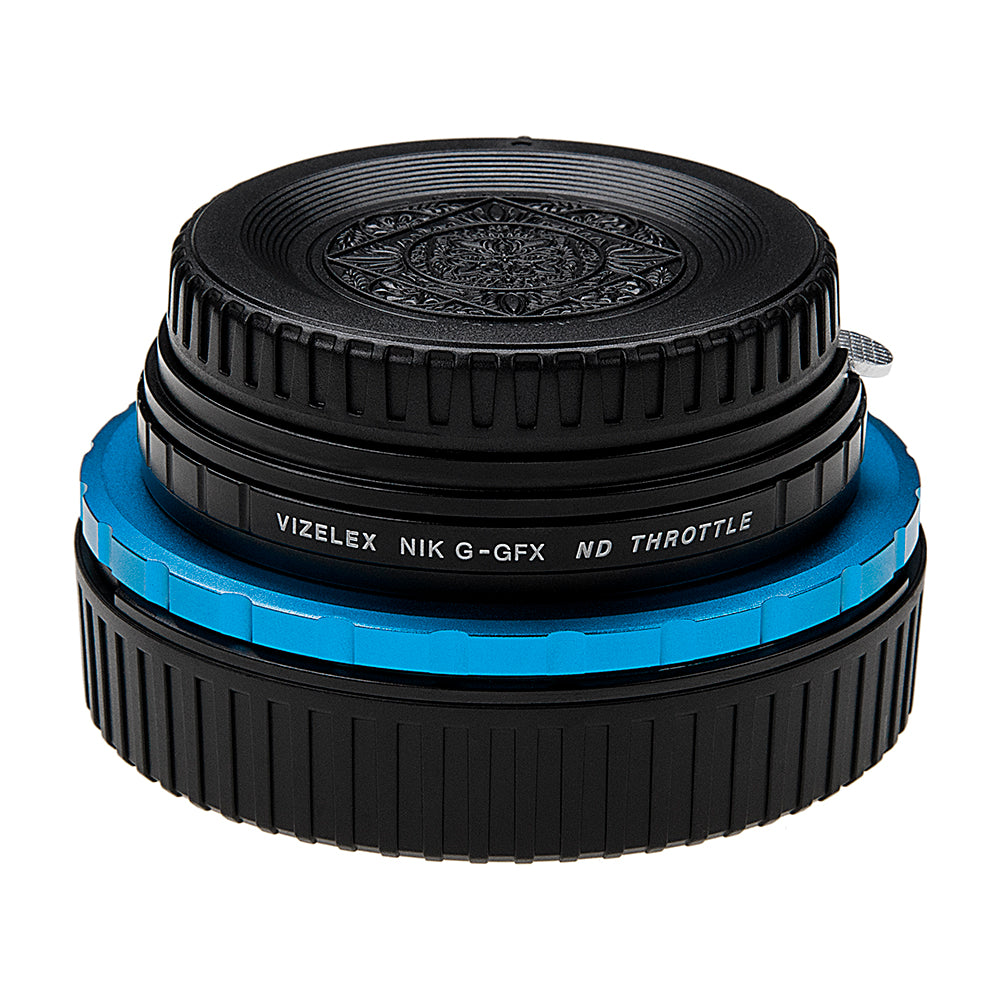Vizelex ND Throttle Lens Mount Adapter - Nikon Nikkor F Mount G-Type D/SLR Lens to Fujifilm Fuji G-Mount GFX Mirrorless Camera Body with Built-In Variable ND Filter (2 to 8 Stops)