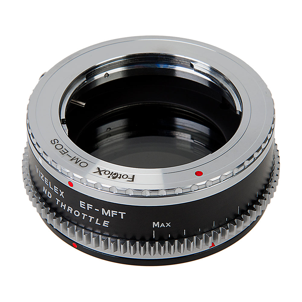 Vizelex Cine ND Throttle Lens Mount Double Adapter - Olympus Zuiko (OM) 35mm SLR & Canon EOS (EF, EF-S) Mount Lenses to Micro Four Thirds (MFT, M4/3) Mount Mirrorless Camera Body, with Built-In Variable ND Filter (2 to 8 Stops)
