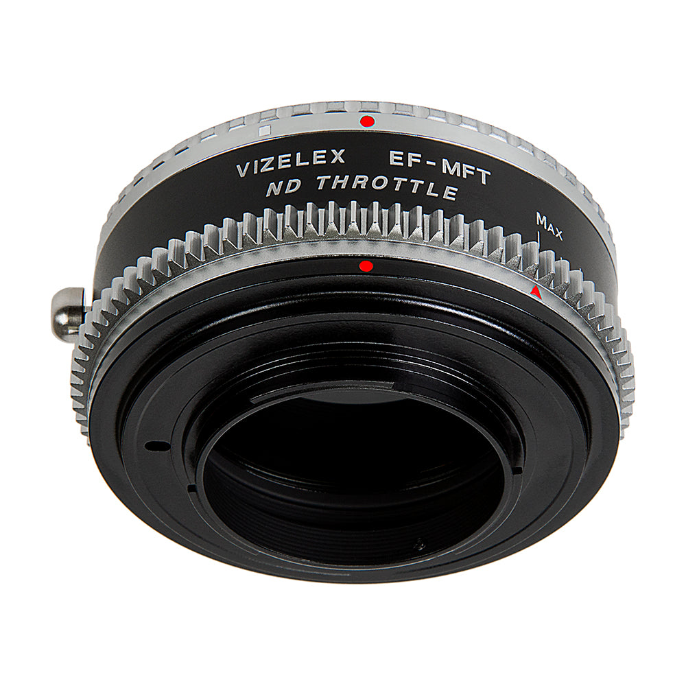 Vizelex Cine ND Throttle Lens Mount Double Adapter - Olympus Zuiko (OM) 35mm SLR & Canon EOS (EF, EF-S) Mount Lenses to Micro Four Thirds (MFT, M4/3) Mount Mirrorless Camera Body, with Built-In Variable ND Filter (2 to 8 Stops)