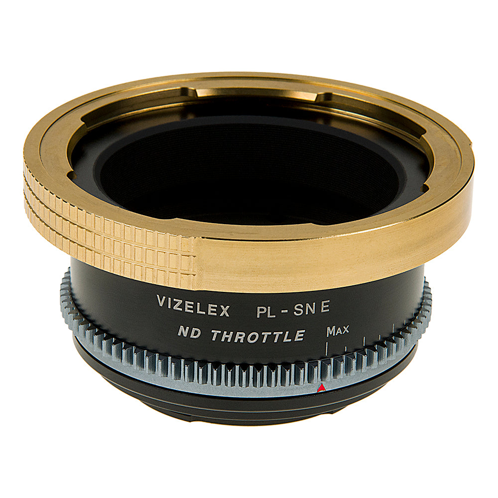 Vizelex Cine ND Throttle Lens Mount Adapter - Arri PL (Positive Lock) Mount Lens to Sony Alpha E-Mount Mirrorless Camera Body with Built-In Variable ND Filter (2 to 8 Stops)