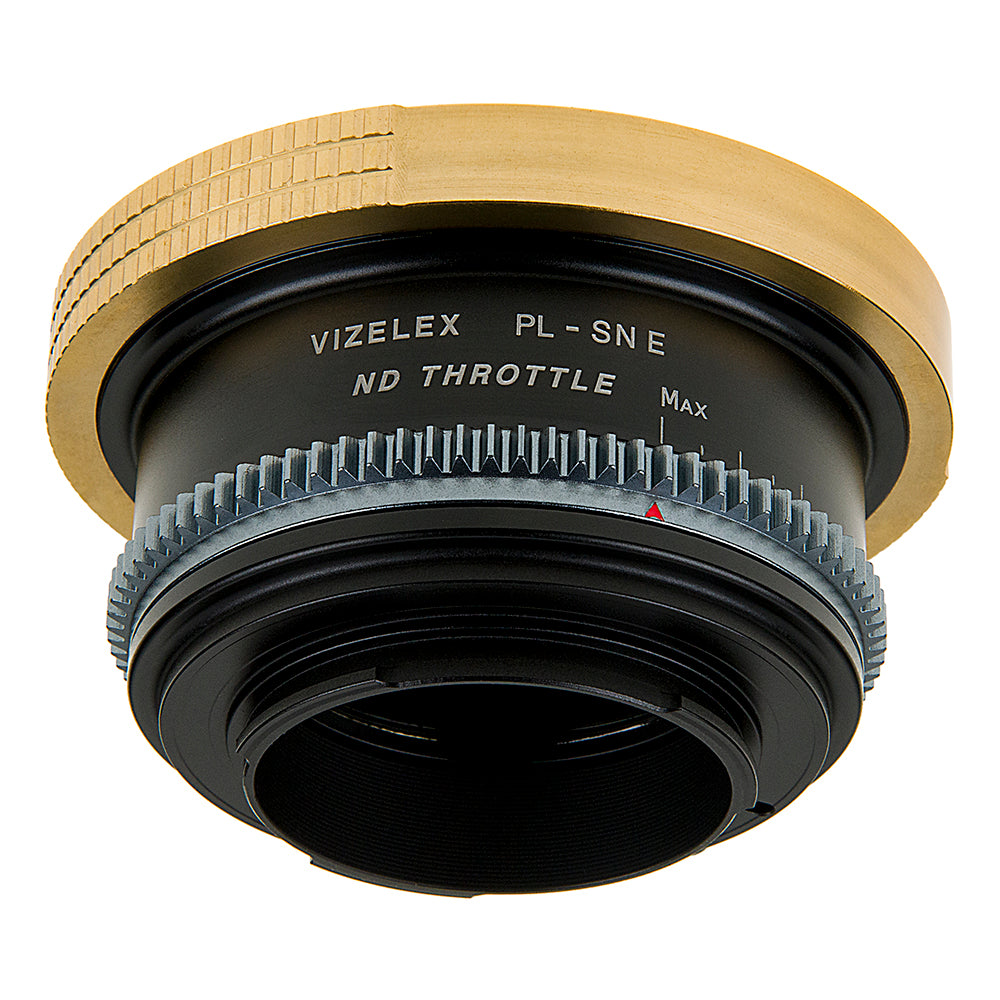 Vizelex Cine ND Throttle Lens Mount Adapter - Arri PL (Positive Lock) Mount Lens to Sony Alpha E-Mount Mirrorless Camera Body with Built-In Variable ND Filter (2 to 8 Stops)
