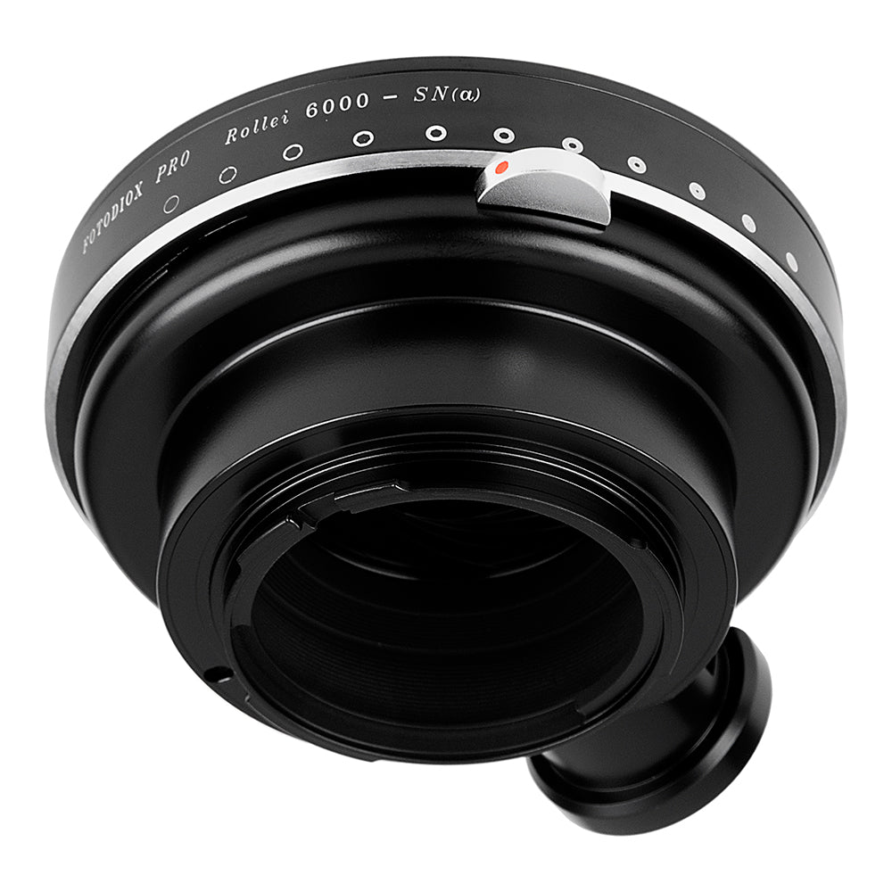 Fotodiox Pro Lens Mount Adapter - Rollei 6000 (Rolleiflex) Series Lenses to Sony Alpha A-Mount (and Minolta AF) Mount SLR Camera Body with Built-In Aperture Iris