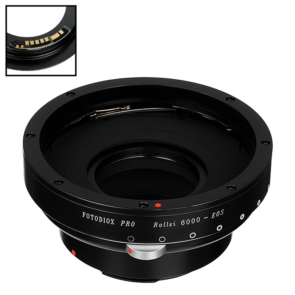 Fotodiox Pro Lens Mount Adapter Compatible with Rollei 6000 (Rolleiflex) Series Lenses to Canon EOS (EF, EF-S) Mount SLR Camera Body - with Generation v10 Focus Confirmation Chip and Built-In Aperture Iris