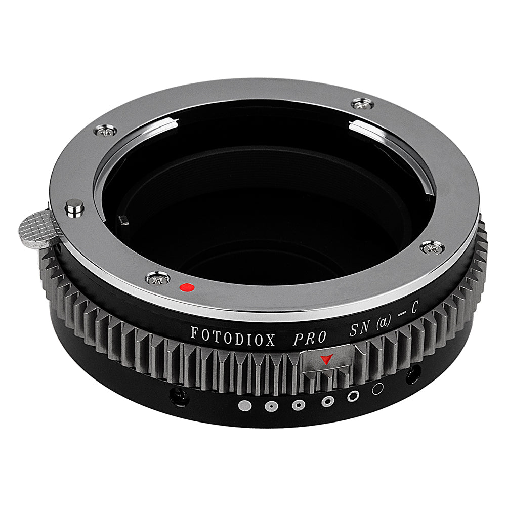 Fotodiox Pro Lens Adapter - Compatible with Sony Alpha A-Mount (and Minolta AF) DSLR Lenses to C-Mount (1" Screw Mount) Cine & CCTV Cameras with Built-In Aperture Control Dial