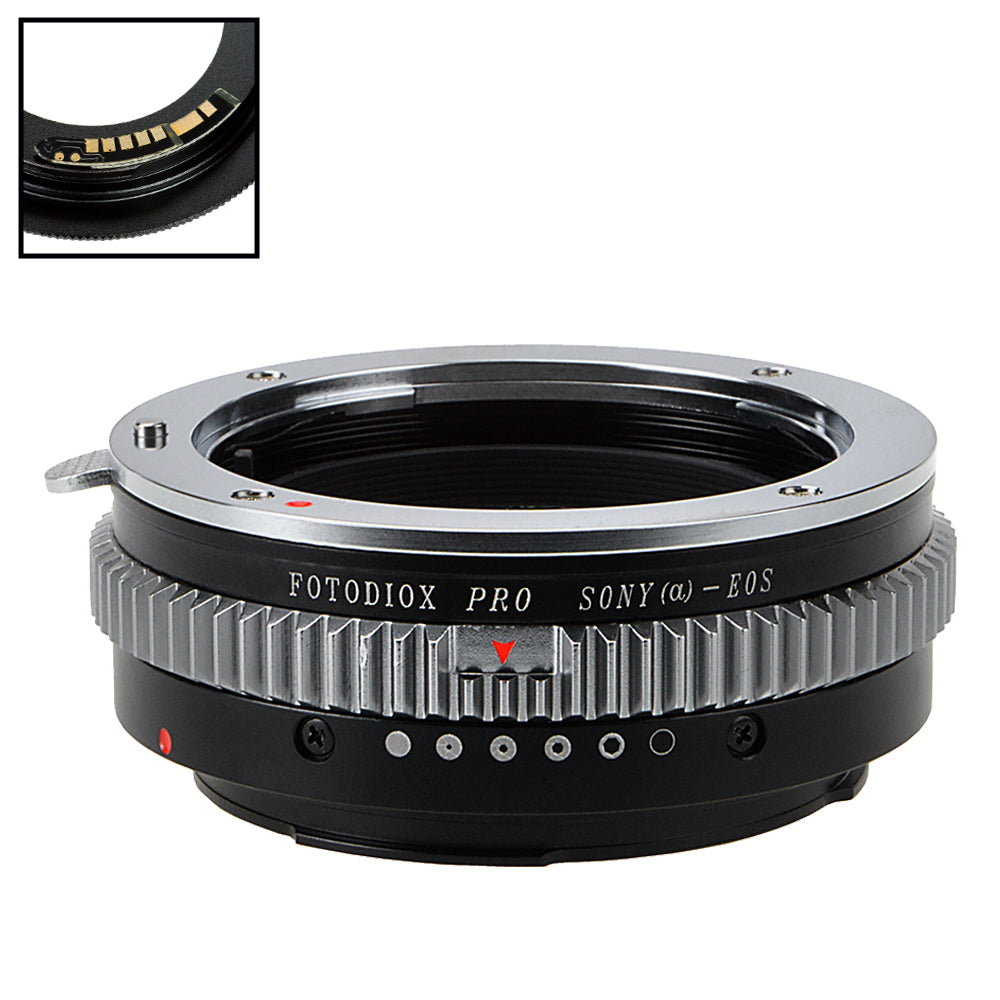 Fotodiox Pro Lens Mount Adapter Compatible with Sony Alpha A-Mount (and Minolta AF) DSLR Lens to Canon EOS (EF/EF-S) Mount DSLR Camera Body - with Aperture Control and Gen10 Focus Confirmation Chip