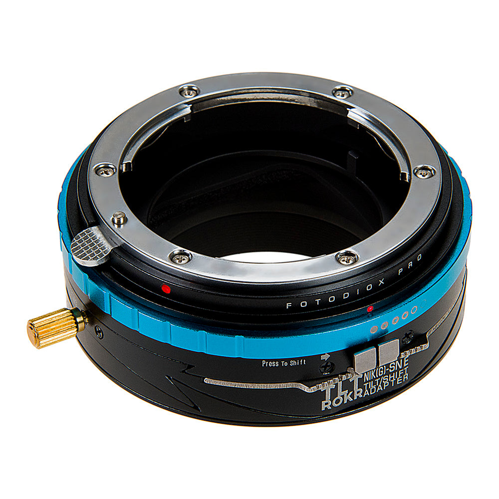 Fotodiox Pro TLT ROKR - Tilt / Shift Lens Mount Adapter for Nikon Nikkor F Mount G-Type D/SLR Lenses to Sony Alpha E-Mount Mirrorless Camera Body