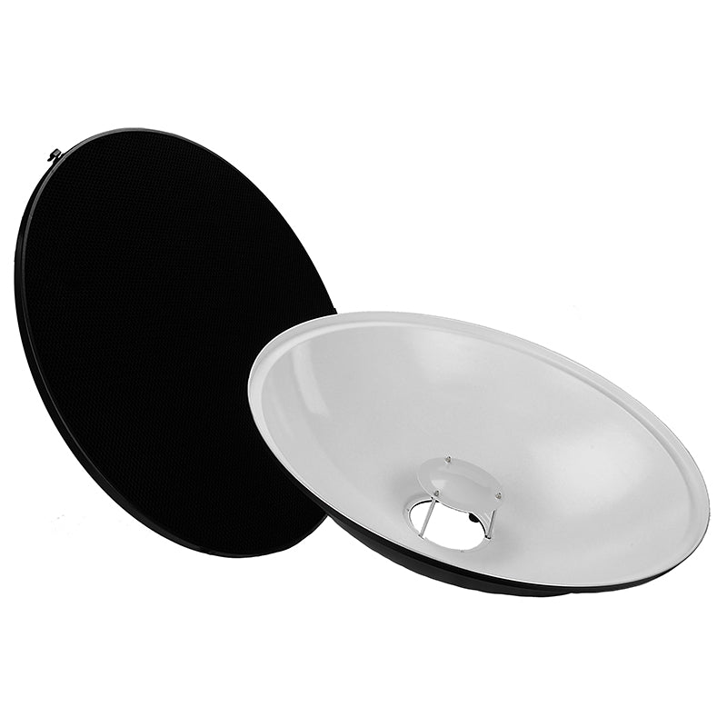 Fotodiox Pro Beauty Dish with Multiblitz V Speedring for Multiblitz V, Varilux, and Compatible - All Metal, Soft White Interior