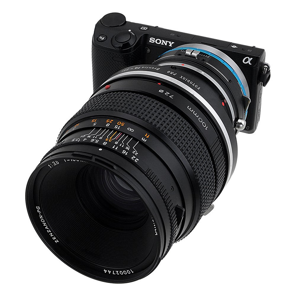 Fotodiox Pro Lens Mount Shift Adapter - Bronica GS-1 (PG) Mount SLR Lens to Sony Alpha E-Mount Mirrorless Camera Body