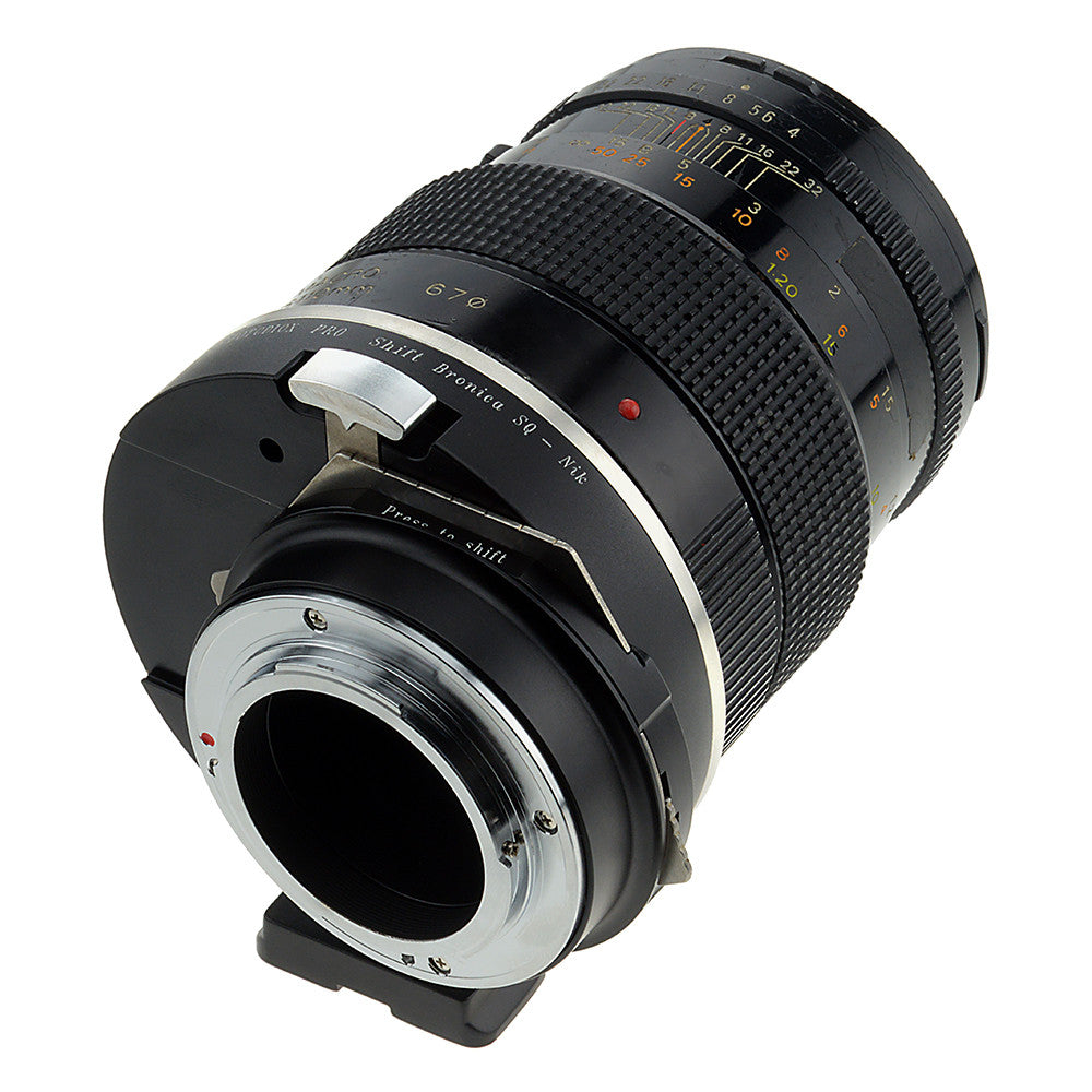Fotodiox Pro Lens Mount Shift Adapter - Bronica SQ Mount Lens to Nikon F Mount SLR Camera Body