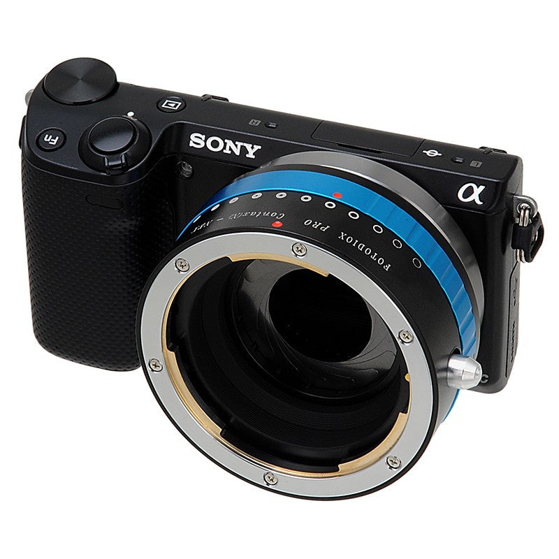 Fotodiox Pro Lens Mount Adapter - Contax N SLR Lens to Sony Alpha E-Mount Mirrorless Camera Body with Built-In Aperture Iris