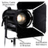Fotodiox Pro DY-200 Tungsten Fresnel LED, High-Intensity LED Fresnel Light for Film & Television - with Remote Dimmable and Focusable Control, 12V AC Power Adapter, Light Stand bracket and Removable Barndoors