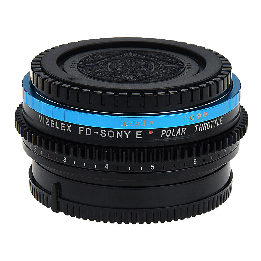 Vizelex Polar Throttle Lens Mount Adapter - Canon FD & FL 35mm SLR lens to Sony Alpha E-Mount Mirrorless Camera Body with Built-In Circular Polarizing Filter