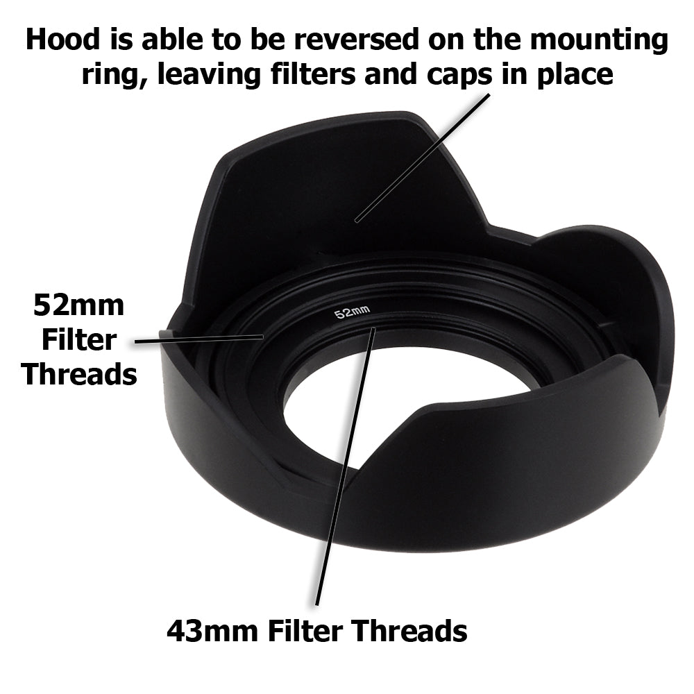 Fotodiox Reversible Lens Hood Kit for Samsung 16-50mm f/3.5-5.6 Power Zoom ED OIS Kit Lens, Reversible Tulip Flower Hood w/Cap f/Samsung Kit Lenses