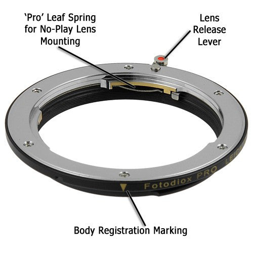 Fotodiox Pro Lens Mount Adapter - Leica R SLR Lens to Canon EOS (EF, EF-S) Mount SLR Camera Body