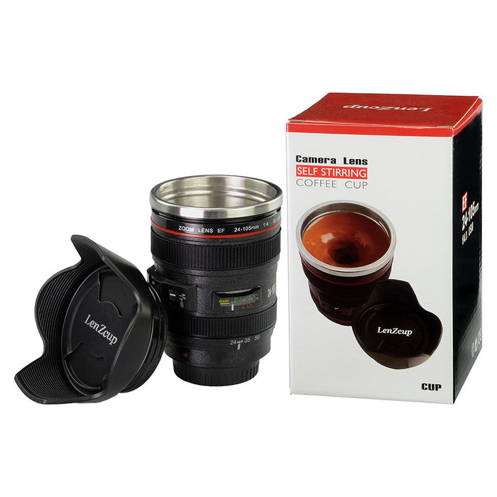Fotodiox Thermo LenzCup - Self Stirring Insulated Tumbler, Coffee, and Refreshment Mug - Canon EF 24-105mm f/4L IS USM (1:1) Replica, 8oz **Clearance**