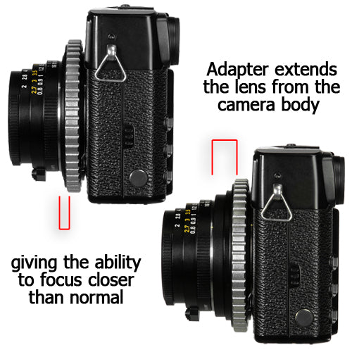 Fotodiox Lens Mount Macro Adapter - Leica M Rangefinder Lens to Fujifilm Fuji X-Series Mirrorless Camera Body with Variable Close Focus