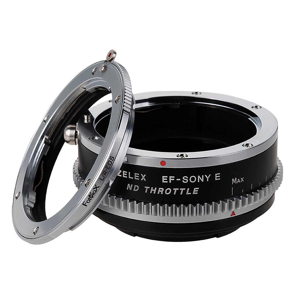 Vizelex Cine ND Throttle Lens Mount Double Adapter - Leica R SLR & Canon EOS (EF, EF-S) Mount Lenses to Sony Alpha E-Mount Mirrorless Camera Body with Built-In Variable ND Filter (2 to 8 Stops)